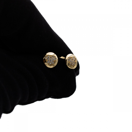 cercei bănuț aur 14K cu inimă și pietricele zirconia [4]