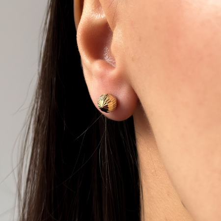 Cercei aur 14K Pearl cu suprafață texturată, lucioasă [2]