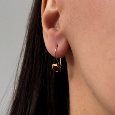 Cercei cu Piatra Rosie Aur 14k [1]