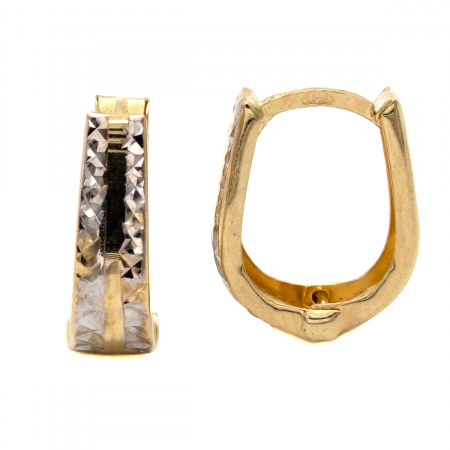 Cercei Duo din aur galben și alb 14K – model geometric, eleganți [1]