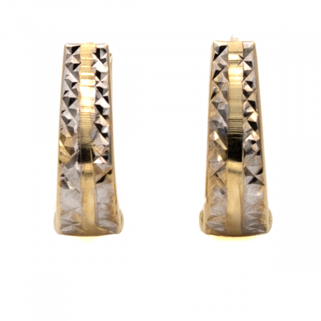 Cercei - Cercei Duo din aur galben și alb 14K – model geometric, eleganți