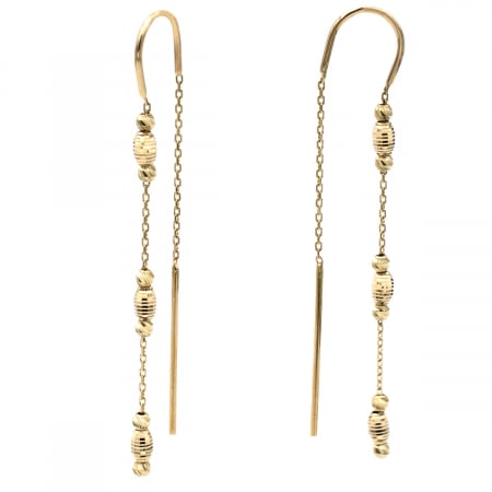 Cercei lungi din aur galben 14K model Fiora – lanț cu biluțe [1]
