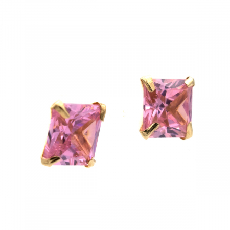 Cercei Flamingo din aur 14K cu zirconia roz pătrată [2]