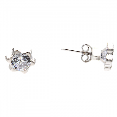Cercei Ice Bloom din aur alb 14K – Model floral [1]