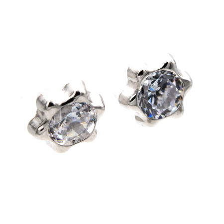 Cercei Ice Bloom din aur alb 14K – Model floral [3]