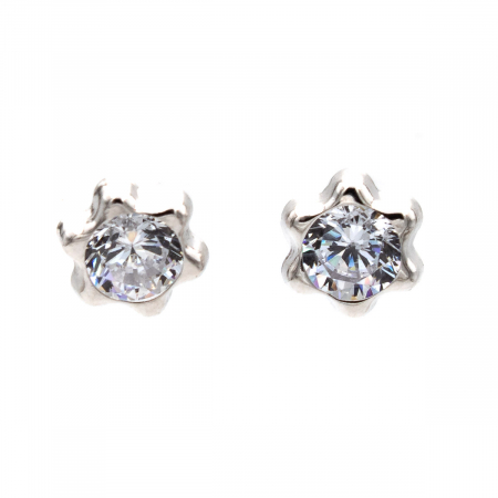 Cercei - Cercei Ice Bloom din aur alb 14K – Model floral