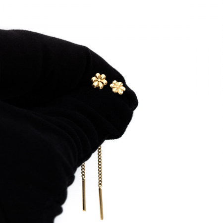 Cercei aur 14K cu motiv floral și design delicat – model Petale [4]