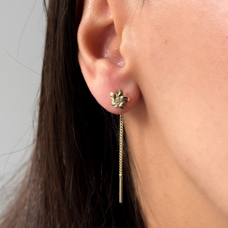 Cercei aur 14K cu floare și piatră zirconia – model Florali [2]