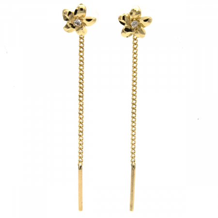 Cercei - Cercei aur 14K cu floare și piatră zirconia – model Florali