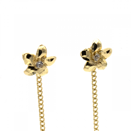 Cercei aur 14K cu floare și piatră zirconia – model Florali [3]