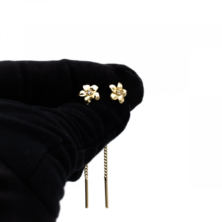 Cercei aur 14K cu floare și piatră zirconia – model Florali [4]
