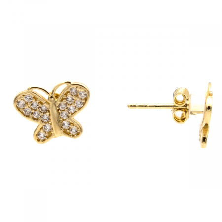 Cercei fluturaș din aur 14K cu zirconii – model Magic Butterfly [1]