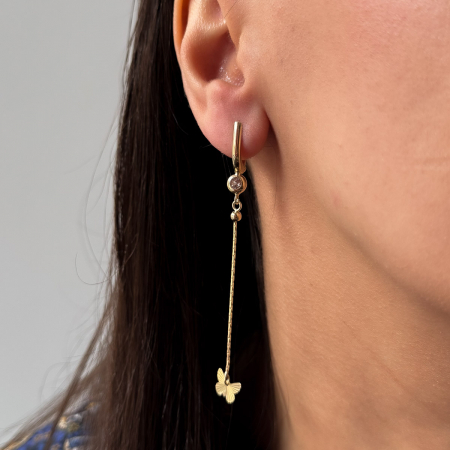 Cercei Fluture Aur cu Lant 14k [1]