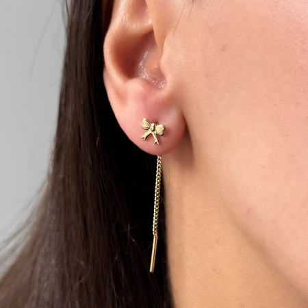 Cercei fundiță din aur 14K cu lanț – model delicat și elegant [2]