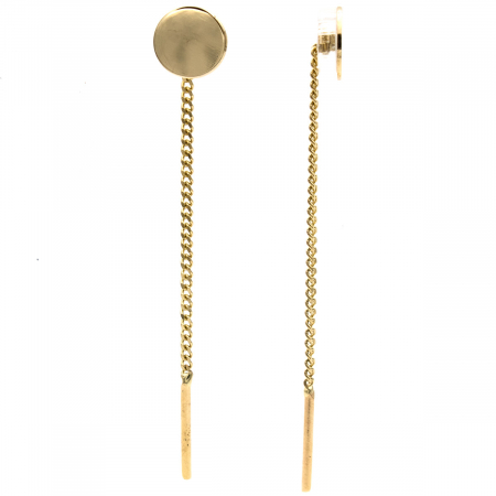 Cercei Golden Disc din aur 14K – model rotund, cu lanț [1]