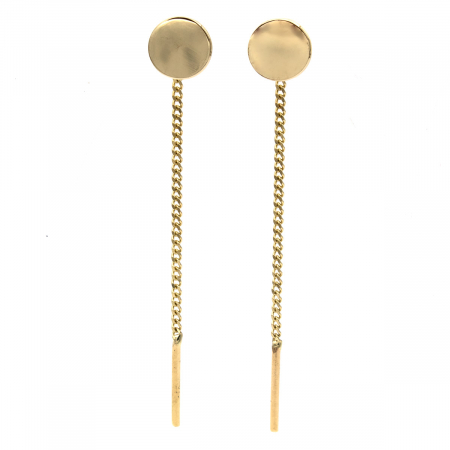 Cercei - Cercei Golden Disc din aur 14K – model rotund, cu lanț