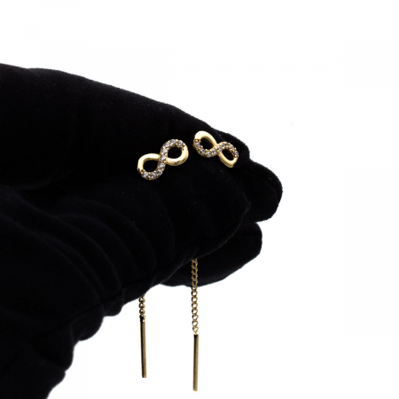 Cercei aur 14K cu simbol infinit și pietre zirconia – model Elegant Infinity [4]