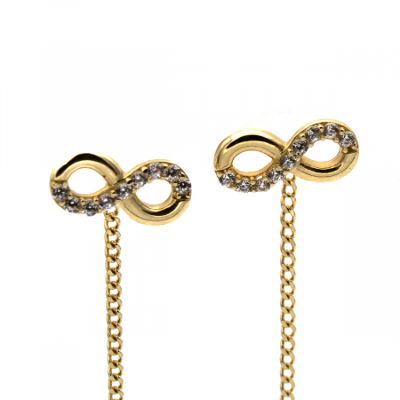 Cercei aur 14K cu simbol infinit și pietre zirconia – model Elegant Infinity [3]