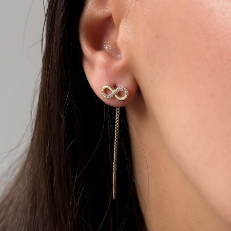 Cercei aur 14K cu simbol infinit și pietre zirconia – model Elegant Infinity [2]