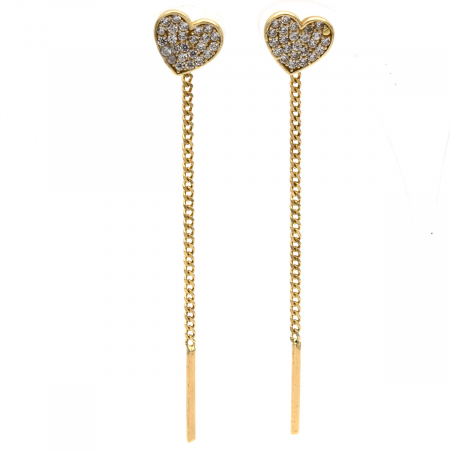 Cercei - Cercei inimă din aur galben 14K cu zirconii – model Love Glow