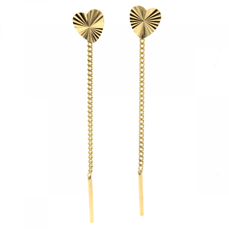 Cercei - Cercei inimă texturată Aur 14K – model Radiant Heart