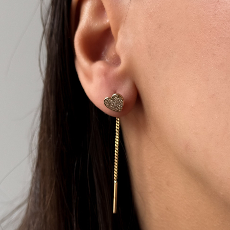 Cercei inimă din aur galben 14K cu zirconii – model Love Glow [2]