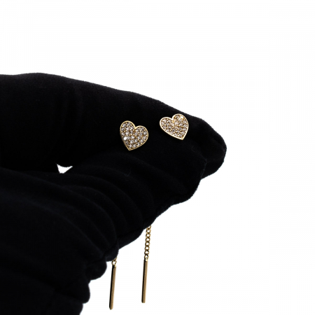 Cercei inimă din aur galben 14K cu zirconii – model Love Glow [4]