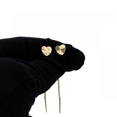 Cercei inimă texturată Aur 14K – model Radiant Heart [4]