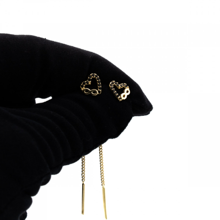 Cercei aur 14K model inimă și infinit cu zirconii negre – Forever Love [4]