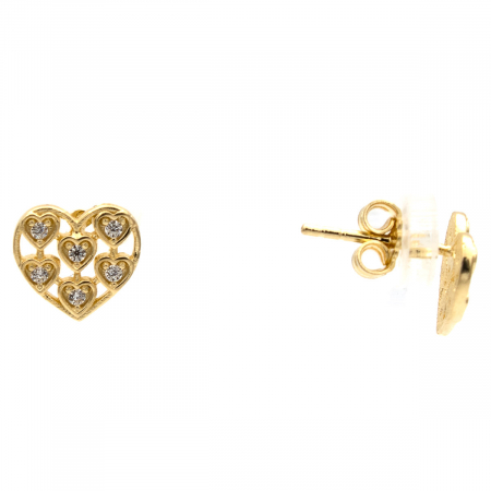 Cercei din aur 14K MultiHeart în formă de inimă cu pietre zirconia [1]