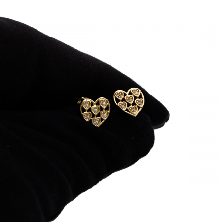 Cercei din aur 14K MultiHeart în formă de inimă cu pietre zirconia [4]