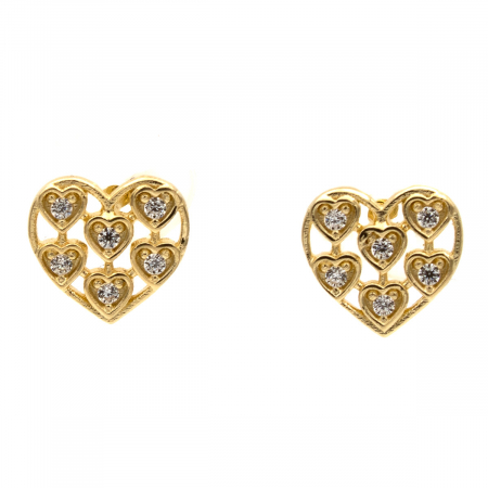 Cercei - Cercei din aur 14K MultiHeart în formă de inimă cu pietre zirconia