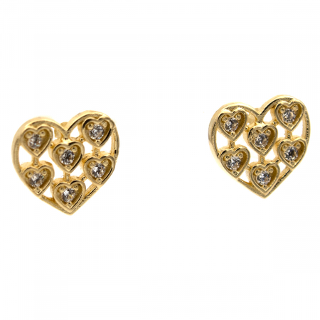 Cercei din aur 14K MultiHeart în formă de inimă cu pietre zirconia [3]
