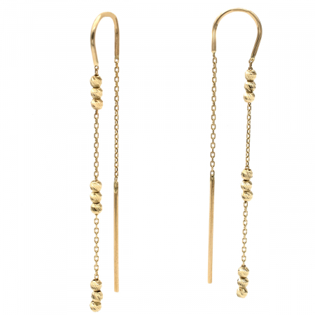 Cercei Miralis din aur 14K, lungi, cu bile decorative și design modern [1]