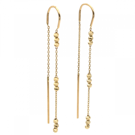 Cercei Miralis din aur 14K, lungi, cu bile decorative și design modern [2]