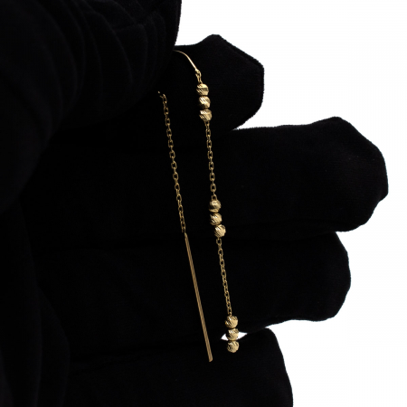Cercei Miralis din aur 14K, lungi, cu bile decorative și design modern [3]