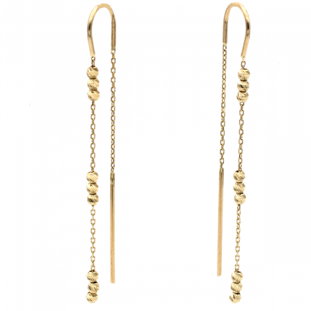 Cercei - Cercei Miralis din aur 14K, lungi, cu bile decorative și design modern