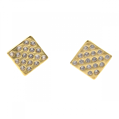 Cercei - Cercei pătrați aur galben 14K cu zirconia – model Matrix