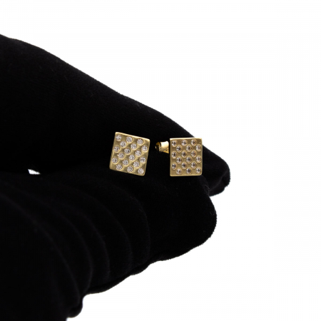 Cercei pătrați aur galben 14K cu zirconia – model Matrix [4]