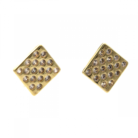 Cercei pătrați aur galben 14K cu zirconia – model Matrix [3]