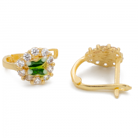 Cercei pentru Copii cu Fluture Verde Aur 14k [1]