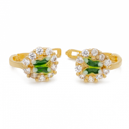 Cercei - Cercei pentru Copii cu Fluture Verde Aur 14k
