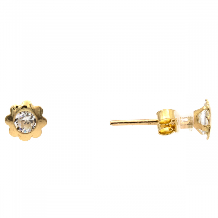 Cercei aur 14K Delicate Glow cu piatră zirconia în formă de floare [1]