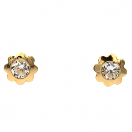 Cercei - Cercei aur 14K Delicate Glow cu piatră zirconia în formă de floare
