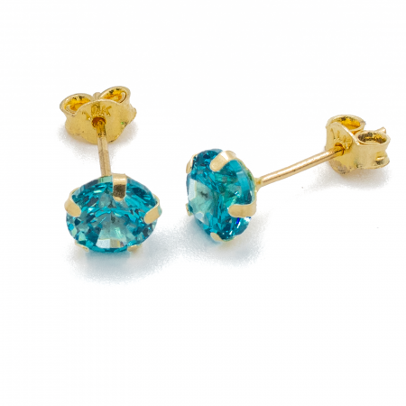 Cercei Piatra Albastra Zirconia Aur 14k [1]
