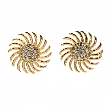 Cercei - Cercei Soare din aur galben 14K cu pietre zirconia