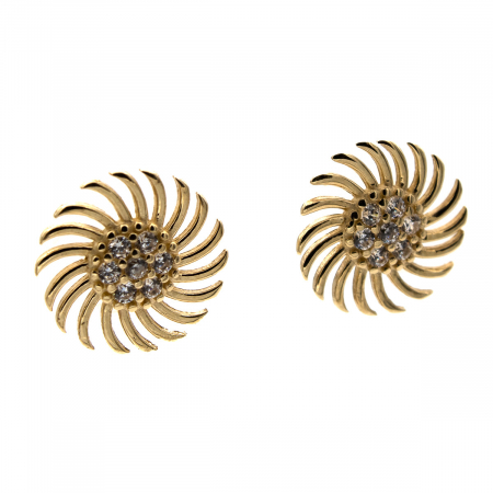 Cercei Soare din aur galben 14K cu pietre zirconia [3]