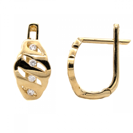Cercei Spiral din aur 14K cu design elegant și zirconii [1]