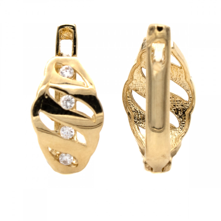 Cercei Spiral din aur 14K cu design elegant și zirconii [2]