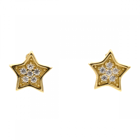 Cercei - cercei în formă de stea din aur 14K cu zirconii model Nova